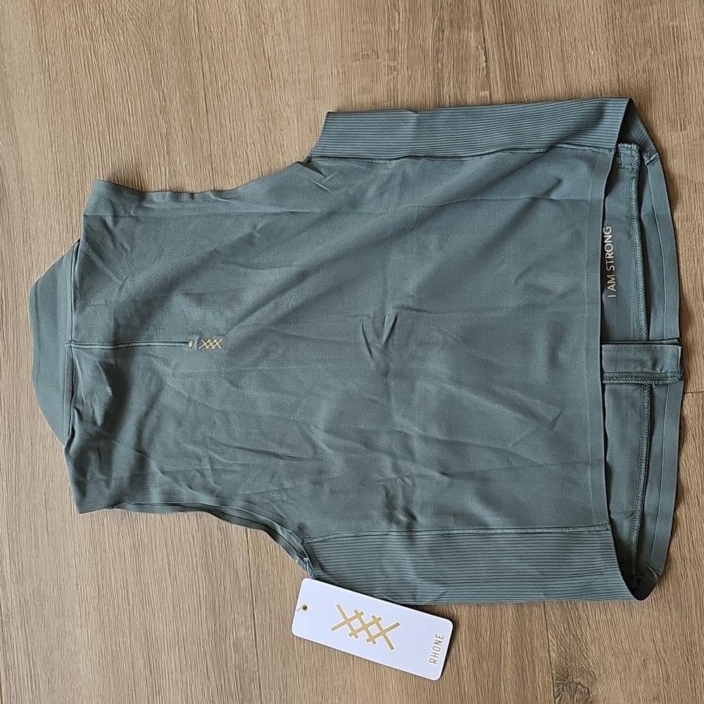 RHONE Green Smoke Revive Rib Zip Tank Size Small - Picture 5 of 7